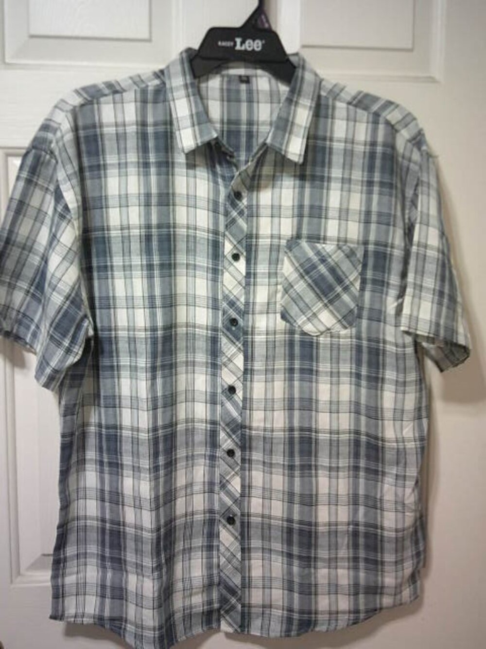 MEN'S SHORT SLEEVE PLAID LIGHTWEIGHT FLANNEL STYLE BUTTON SHIRT SZ 4XL POCKET